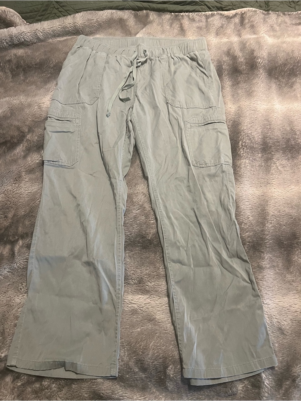 Green Cargo Lounge Pants - Elastic Waist